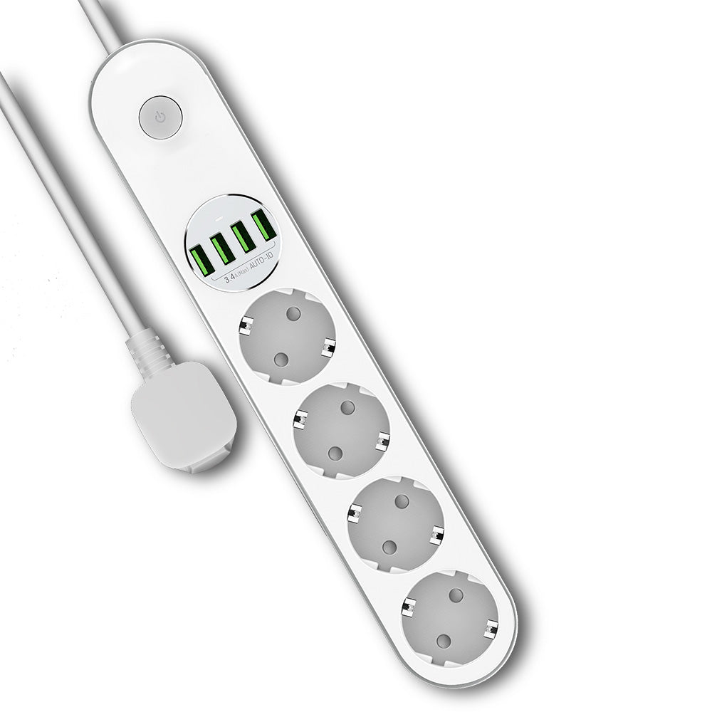 ColorWay Extension Cord, 4 x Schuko, White
