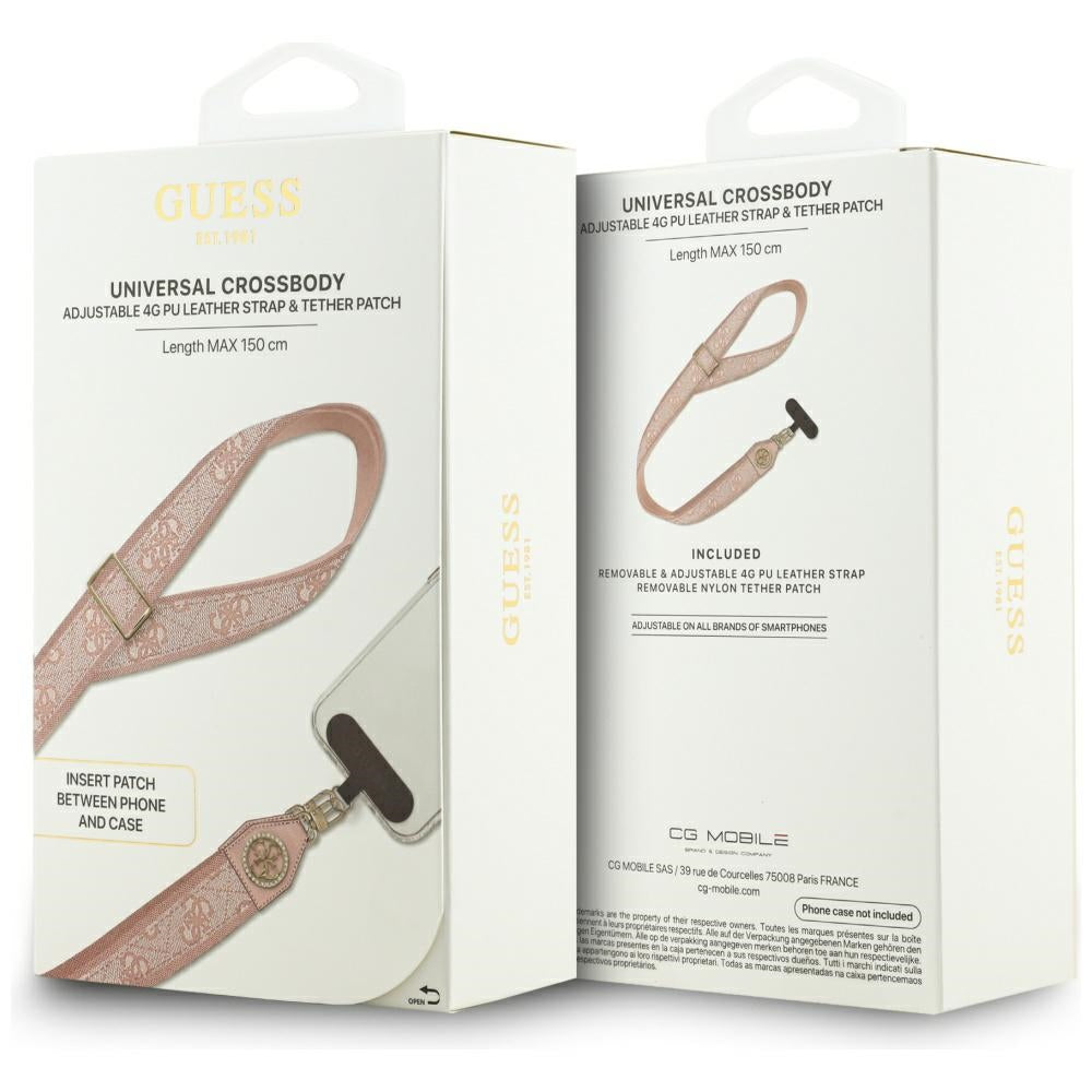 Guess 4G Strass Metal Logo Phone Lanyard, Pink