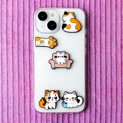 3D OEM Cat Sticker for Phone / Tablet Case, Set of 5, Multicolor