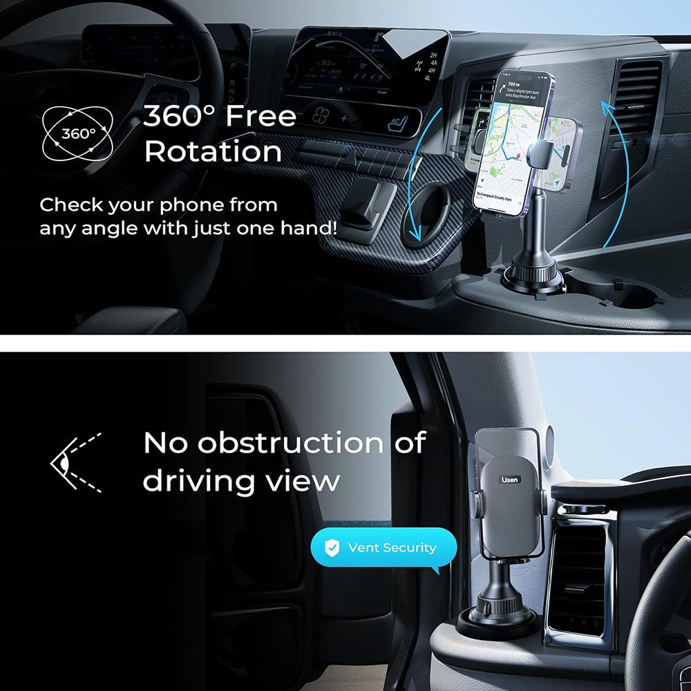 Lisen Car Holder, 4.7inch - 7.2inch, Black YL0220100001