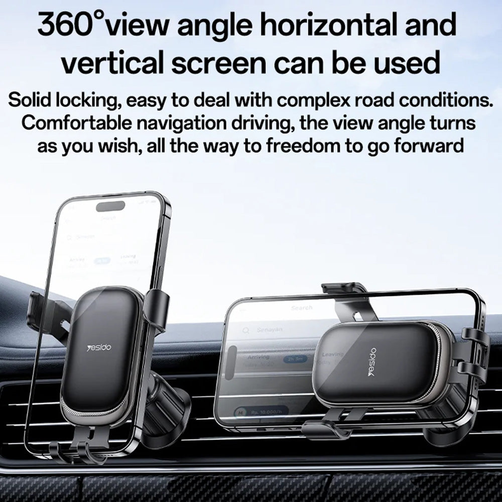 Yesido C247 Car Holder, 4.7inch - 7.2inch, Black