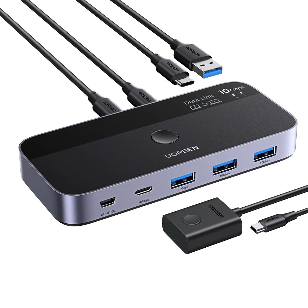 UGREEN CM691 USB Switch (45784), 3 x USB-A 3.2 - 1 x USB-C - 1 x miniUSB, Black