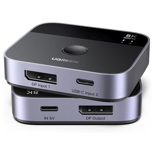 UGREEN 65878 DisplayPort / USB-C Switch, Black
