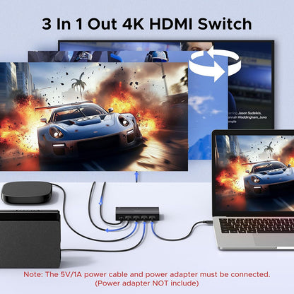 UGREEN AW504 (55857) HDMI Video Switch, Black