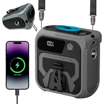 Techsuit Z13 Portable Fan with 10000mAh External Battery, Grey